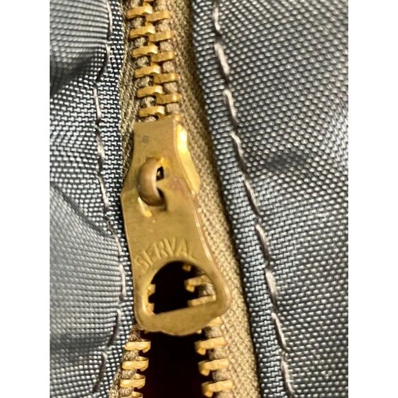 Vintage Overnight Bag canvas with leather trim navy and leather 17” x 11” - Picture 4 of 14